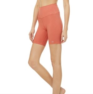 ALO Yoga Women's Bike Shorts in Coral Orange